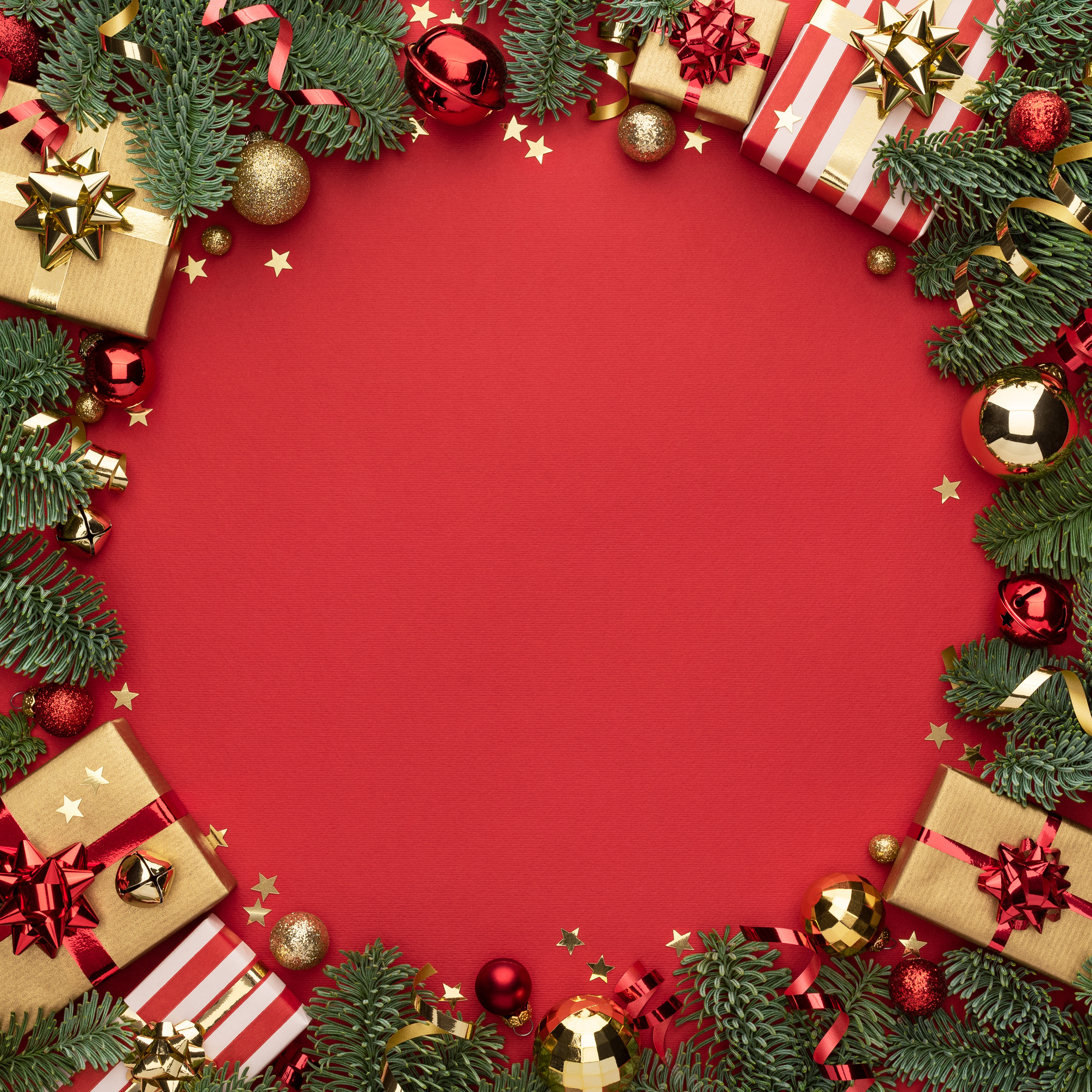 Christmas Ornament Frame on Red